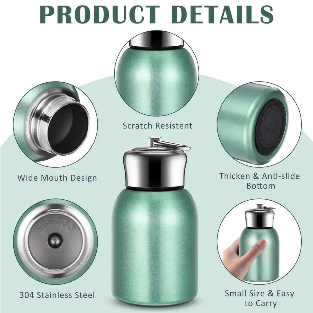 Portable Pocket Cup 350ml Mini Stainless Steel Thermal Flask Double Wall Vacuum Insulated Camping Water Bottle for Hiking Travel