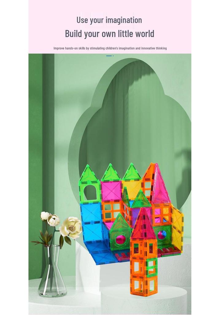 Colorful Stained Glass Magnetic Building Blocks for Children - Strong Magnetic Toy Pieces