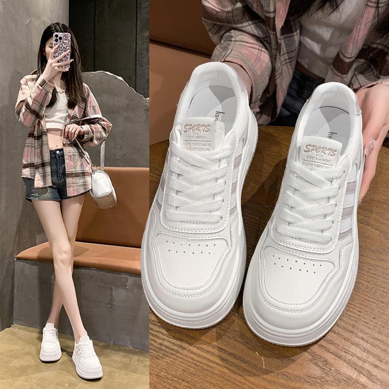 Internet Celebrity Platform White Shoes Women Ins Tide 2025 Summer New Comfortable Breathable Lightweight Height Increase Casual Board Shoes Women