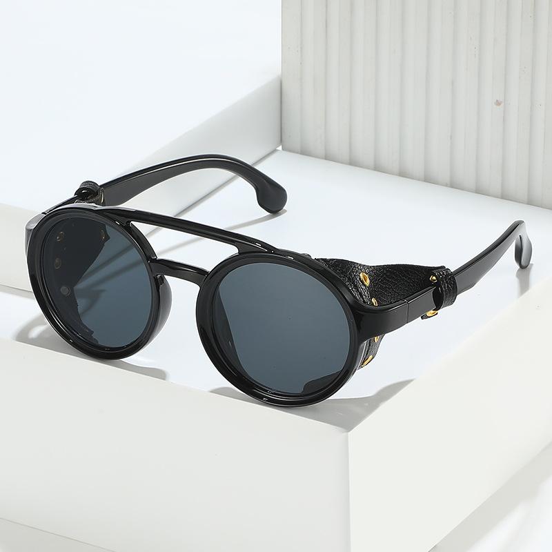 New Retro Sunglasses Men Women Vintage Round Leather Driving Goggles Anti Wind UV400 Protection Sports Eyewear