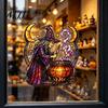 Spooky Home Window Ornaments Halloween Witch And Medicine Cauldron Sticker, Stained Glass Effect PVC Decal Removable Party Supplies for Doors