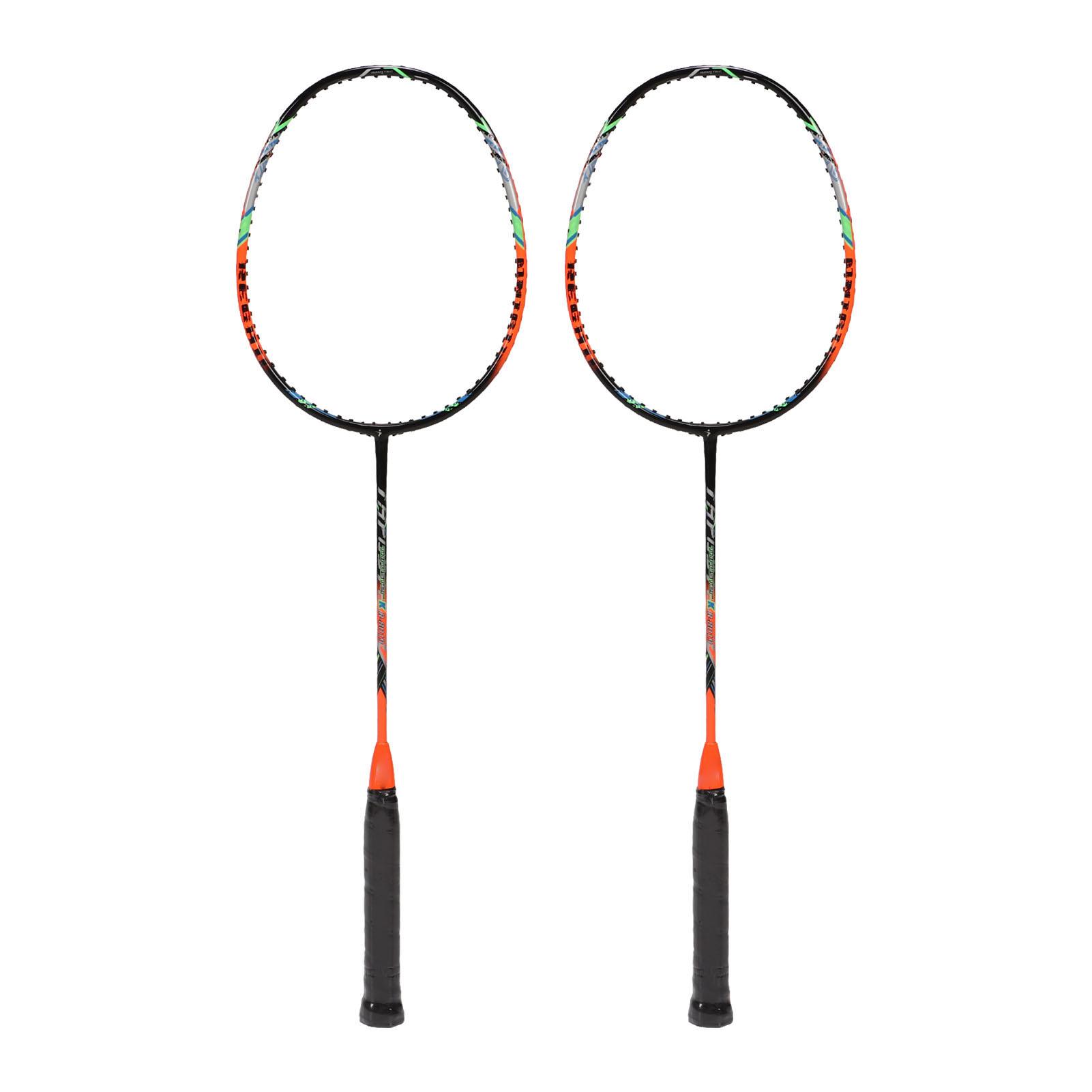 

2 шт. Ракетки для бадминтона из углеродного волокна, сверхлегкие, для взрослых, для тренировок, соревнований, отдыха, зеленые оранжевый