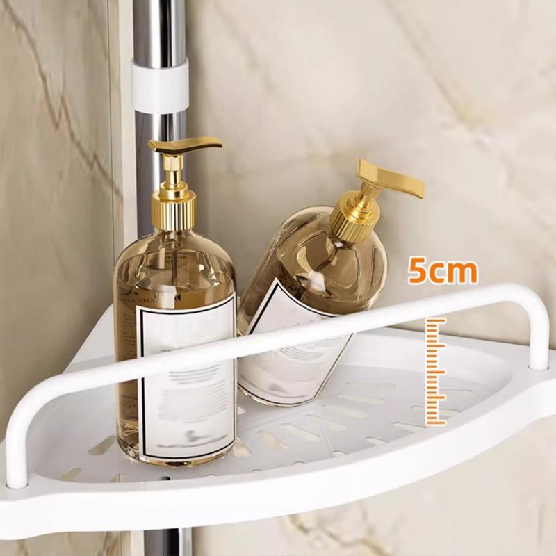 Adjustable Telescopic Shower Rack - Heavy-Duty Stainless Steel Floor-to-Ceiling Bathroom Organizer, Space-Saving Storage