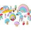 Early Wooden Learning Blocks With Rainbow Colors Kids Cognitive Skills Creative