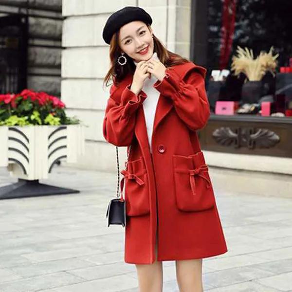 WTEMPO Christmas Red Coat Women's Thick Warm Autumn Winter Large Size Plush Jacket Turn-down Collar Streetwear Coat