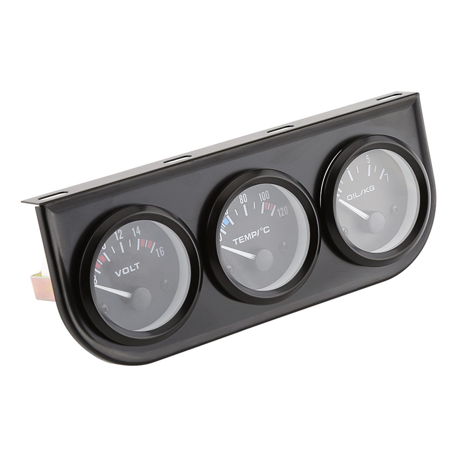 

52mm Triple Gauges 3 in 1 Voltmeter Water Temp Gauge Oil Pressure Meter w Sensor For Car Truck чёрный