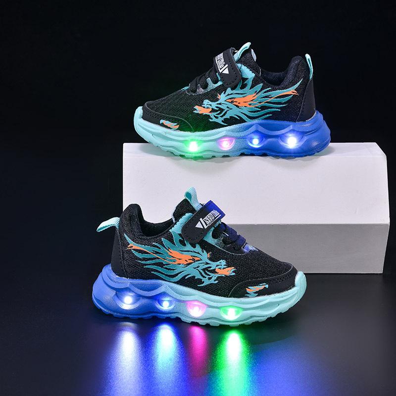 Fashion Girls Shoes Spring New LED Kids Light Shoe Soft Soled Boys' Shoes Anti Slip Child Sports Shoes Simple Girl Casual Shoe