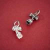 S925 Sterling Silver Tulip Bow Pendant with Small Flower Tassel Charm for DIY Beaded Bracelets