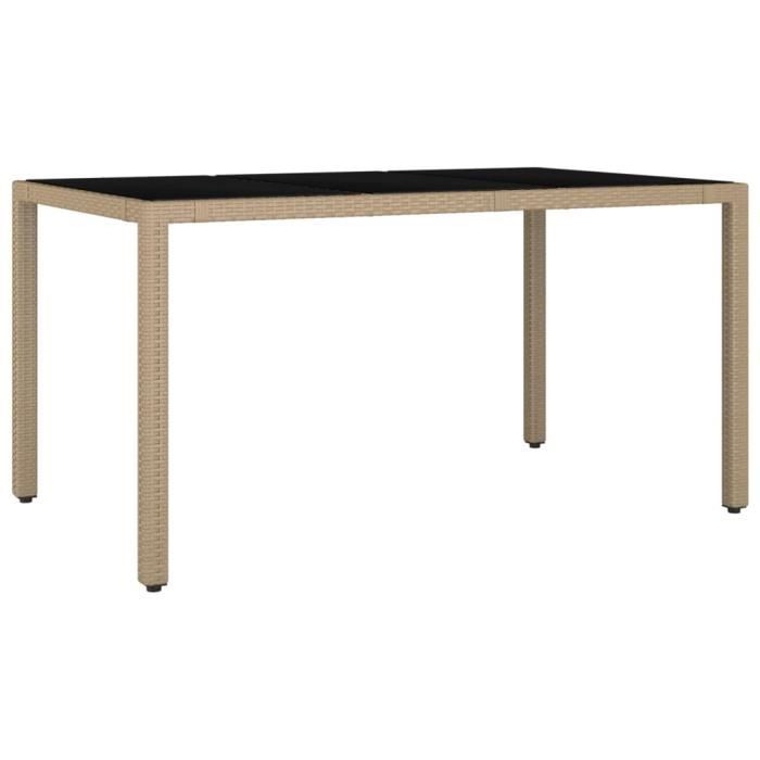 VidaXL Table de jardin plateau en verre Résine tressée verre trempé 319553
