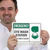 SmartSign - S-1452-PL-10 "Emergency Eye Wash Station - Keep Area Clear" Sign | 3 Plastic Black/Green on White