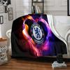 Chelsea Football Club Crest Flannel Blanket, Soft Polyester, Modern Design, All-Season for Camping, Travel, Gifts for holidays or birthdays