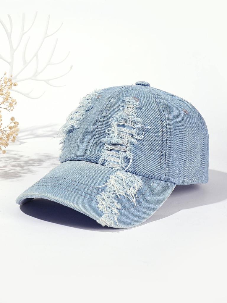 Holed Baseball Caps Vintage Washed Distressed Cap Fashion Sports Denim Hats Plain Women Men Dad Caps