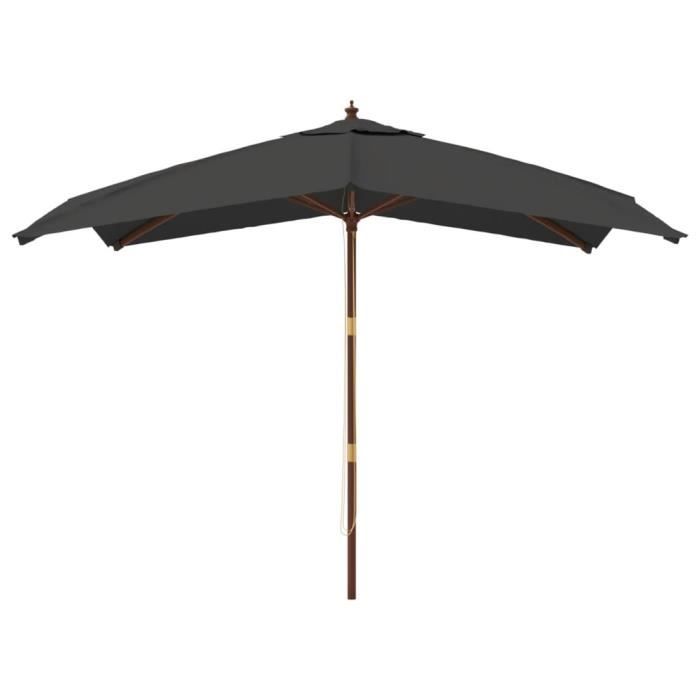 Parasol de jardin - VIDAXL - Mât en bois anthracite - 300x300x273 cm - Anti-UV et anti-décoloration