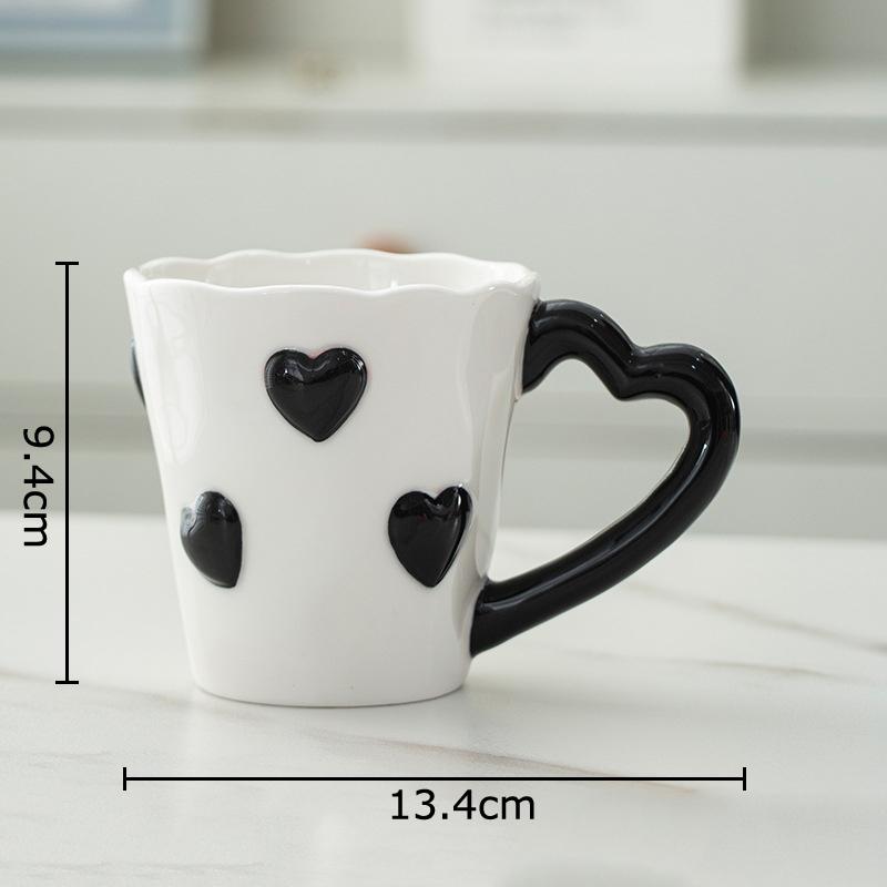 Lovely Heart Shaped Porcelain Mugs Water Cup Tableware 250ml Coffee Mug Dining Table Afternoon Tea Teacup Fruits Juice Cup