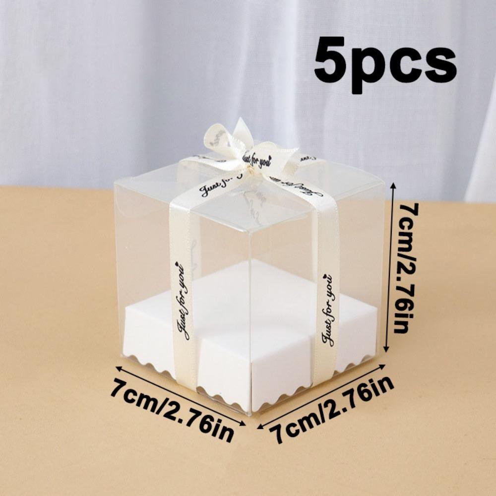5pcs Clear Party Favor Boxes Clear Treat Boxes with Inserts and Ribbon Favors Boxes Wedding Shower Favor Boxes Packaging Boxes Gift Box