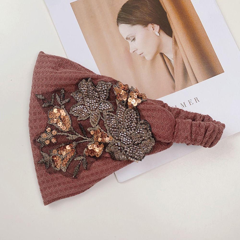 

For Women Wide Side Bead Hair Accessories Flower Hair Hoop Women Hairband Korean Style Headband розовый