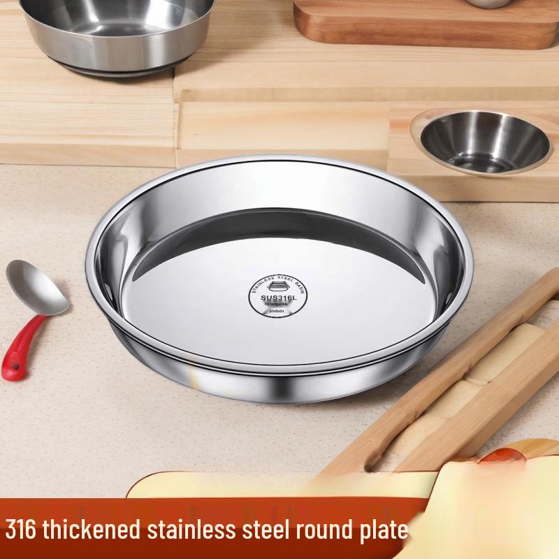 Verdickte Runde Servierplatte aus Edelstahl