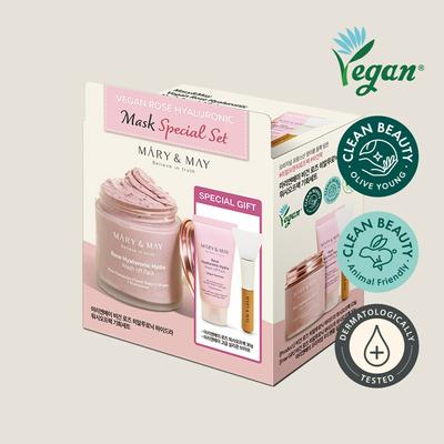 Zestaw specjalny Vegan Rose Hyaluronic Hydra Wash Off Pack (125g+30g)