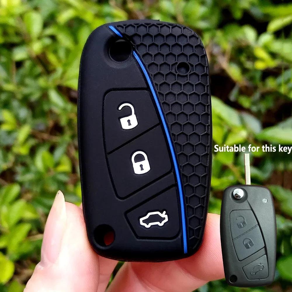 

Silicone Car Key Cover Case Shell Fob For Fiat Stilo Grande Punto Bravo Linea Idea Panda 500 Holder Remote Key Bag Accessories