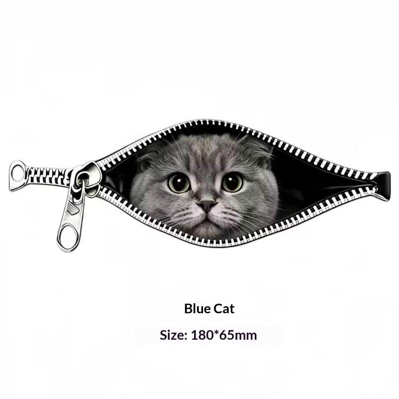 Cat Car Sticker Zipper Cat Puppet Teddy Border Collie Puppy Cute Creative Personality Pet Car Decorative Sticker 1Pc