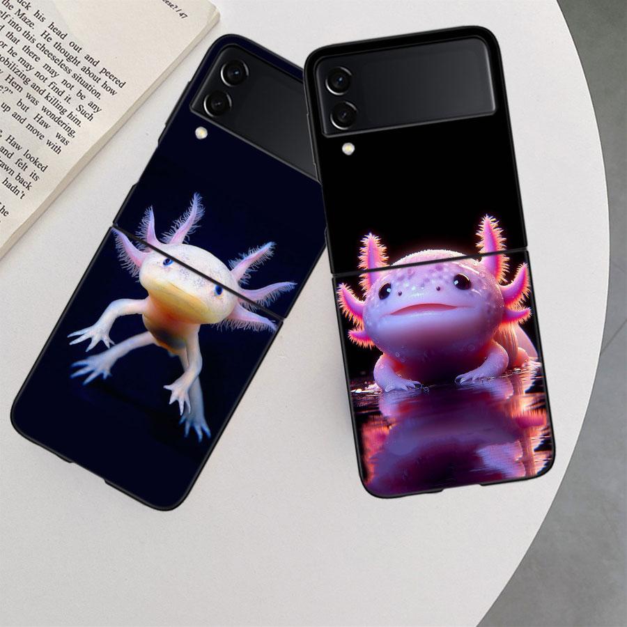 Smiling Salamander Phone Case For Samsung Z Flip 7 6 5G Galaxy Z Flip 5 4 3 Black Hard Cell Cover Luxury PC Shell Coque