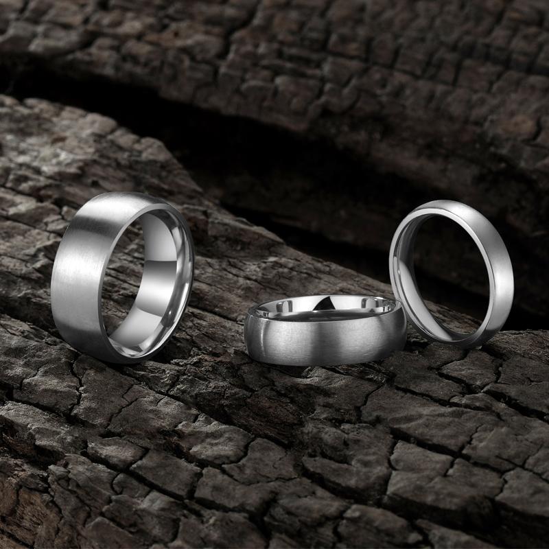Tigrade 4/6/8mm Brushed Simple Silver/Black Color Titanium Ring Men Minimalist Wedding Band Engagement Rings Women Male Jewelry