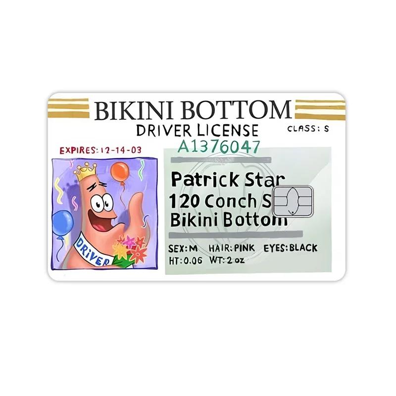 Name Spongebob Card Sticker Diy Kawaii Decor Exquisite Bank Cards Student Study Supplies Decals Patch Documents Birthday Gift