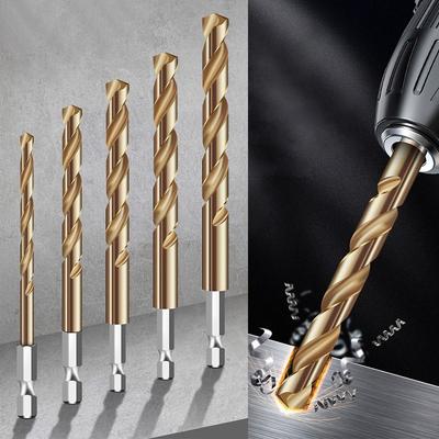 Power Tool 1/4 Hex Shank Steel Titanium Coated Drill Bit Set Twist Drill High Speed Hexagonal Handle
