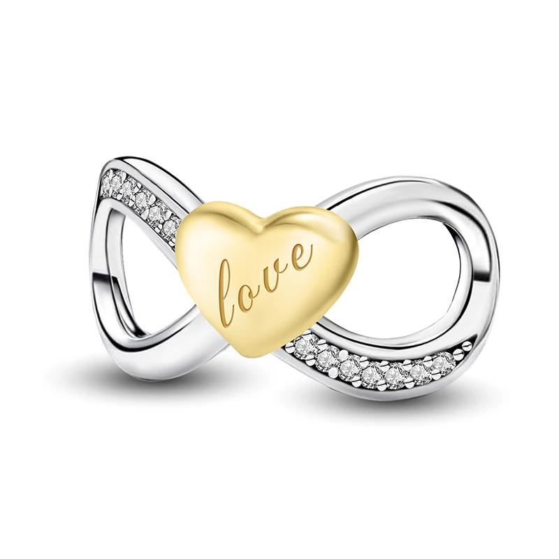 Copper Luminous Bow Split Love Heart Series Bead Diy Bracelet Bangle Making Gift Of High Quality Fine Jewelry