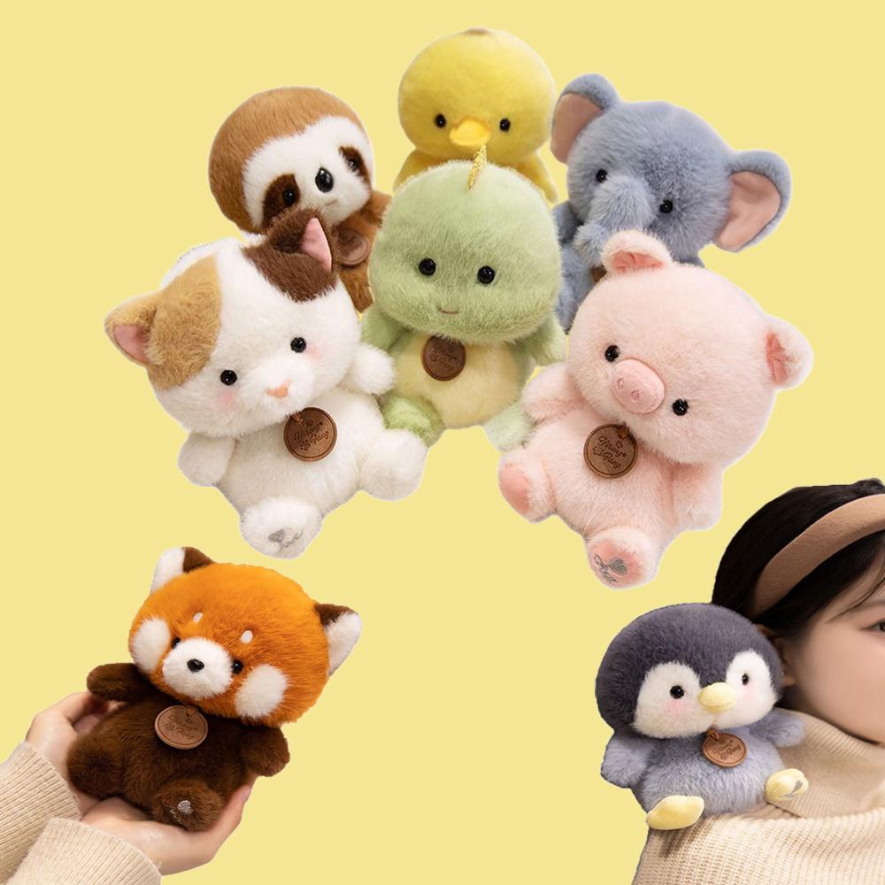 Mini Lovely Animal Series Plush Toy Cute Sitting Animals Red Panda Elephant Soft Capybara Doll Desk Ornament