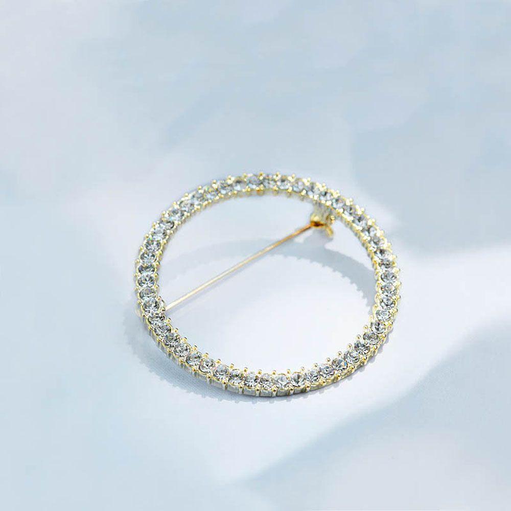 Party Silver Color Crystal Round Circle Rhinestone Zinc Zinc Alloy Jewelry Accessories Corsage Brooches Pins