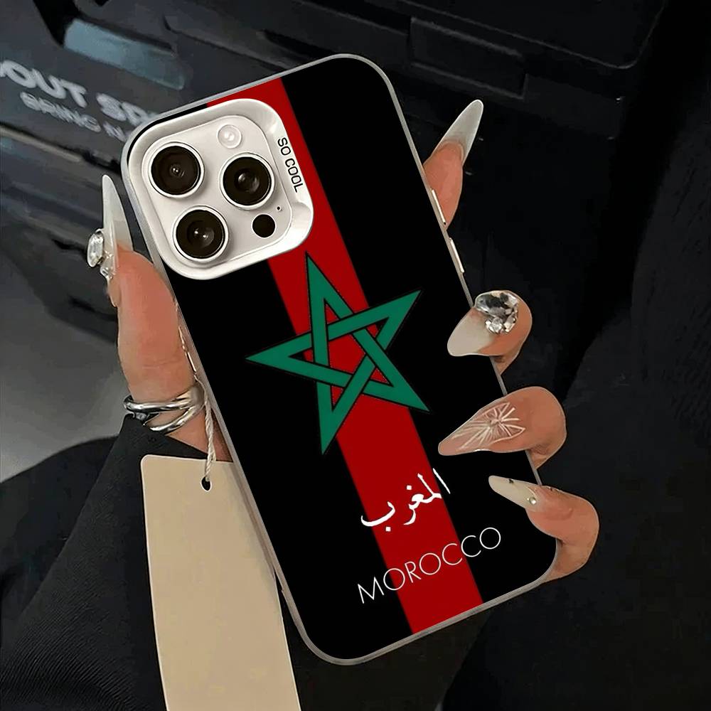 Morocco Flag Phone Case For iPhone 17,16,15,14,13,12,11 Plus,Pro Max,XS,white silver phone case