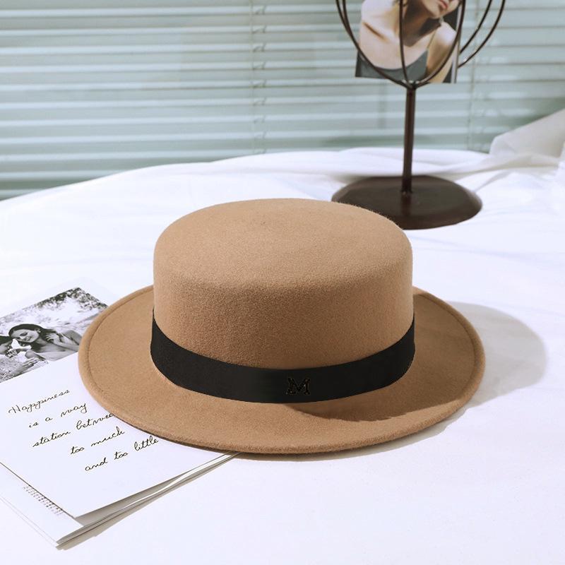 French Autumn and Winter Woolen Hat British Style Jazz Topper Women's Letters Hat