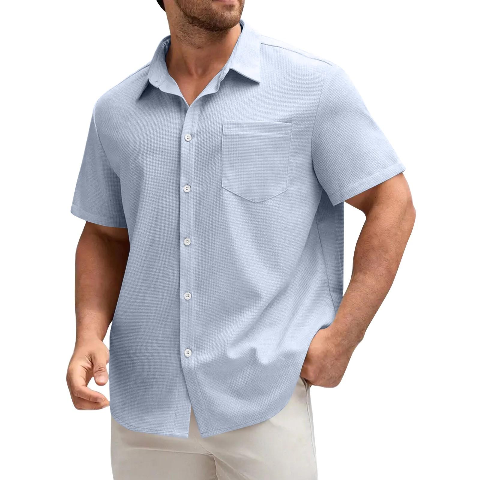 

Мужская повседневная однобортная однобортная рубашка с карманами и короткими рукавами XL