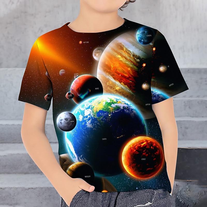 Children's Round Neck Short Sleeved T-shirt Fashionable Printed Pullover Clothing