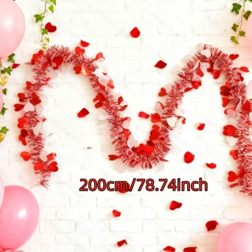 2M Heart Tinsel Garland Love Sequins Ceiling Decor Valentines Garland DIY Decorative Garland Hanging Decor Valentines Party