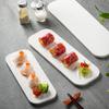 Pure White Rock Pattern Rectangular Flat Ceramic Strip Plate High-End Sushi Plate Restaurant Sashimi Plate Dim Sum Plate