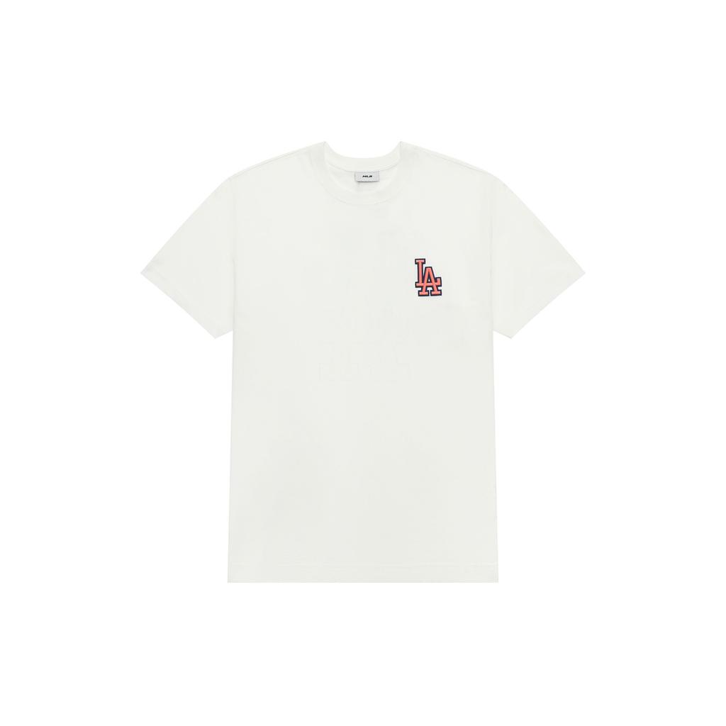 MLB Los Angeles Dodgers Logo Letter Print Round Neck American Vintage Short Sleeve T-Shirt Unisex T-Shirt Ivory 3ATSM0233-07IVS