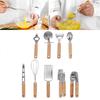 9pcs Kitchen Utensils Wooden Handle Stainless Steel Easy Cleaning Wear Resistant Colorful Package Co