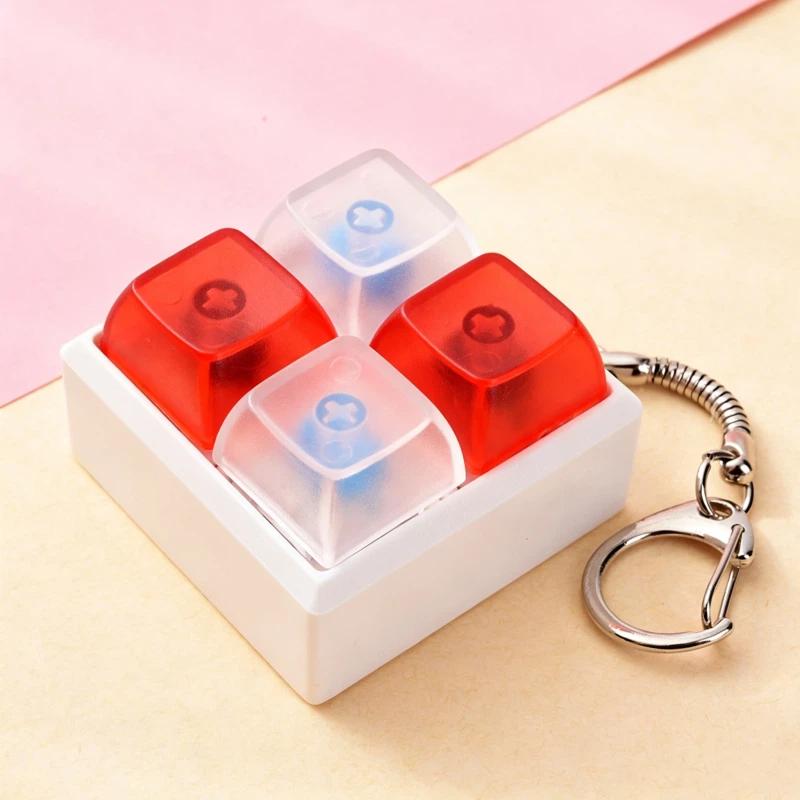Mini 4 Keys Mechanical Keyboard Fidget Keychain Satisfying Click Sound Unique Gift for Keyboard Enthusiasts Friends
