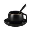 Set modern de căni de cafea și farfurii din ceramică alb-negru, simplu, mat, cu margine aurie, ceașcă de apă pentru afaceri, ceașcă de ceai de după-amiază, cadou nordic