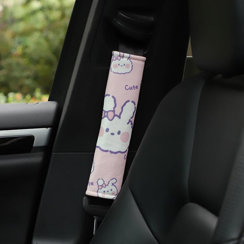 Cartoon Bunny Ice Silk Car Seat Belt Shoulder Pad Cover Anti Chafe Car Accessory