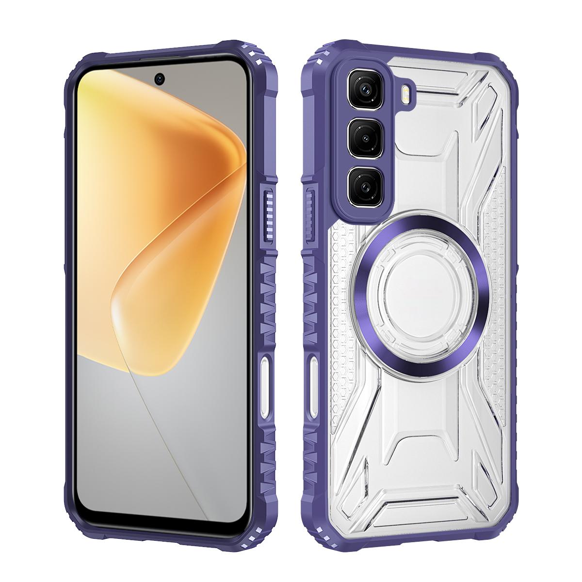 

CD Магнітний Дизайн Тверда HD Прозора Задня Кришка,Для Infinix Hot 50 4G Rugger Armor Твердий PC TPU Чохол фіолетовий