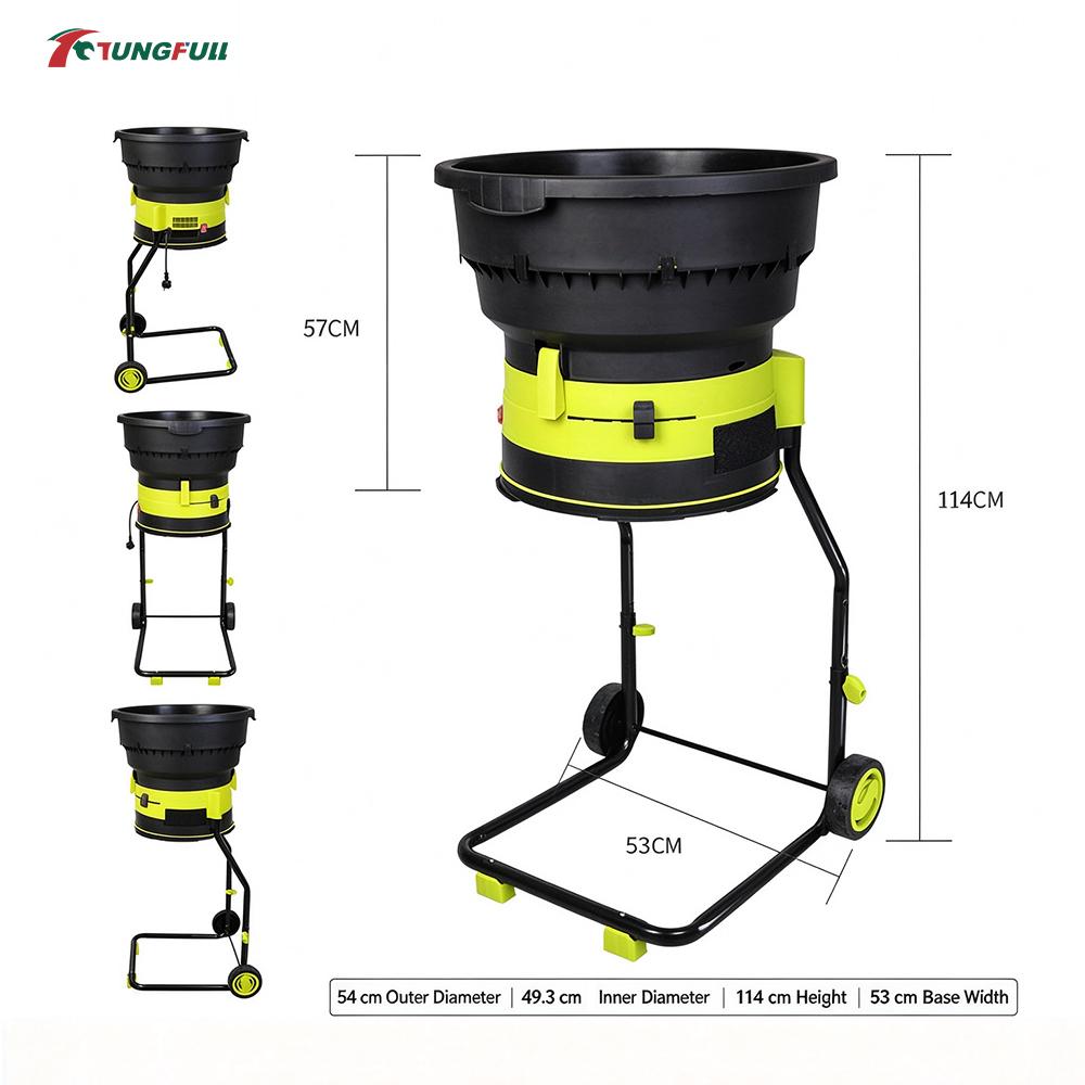 TUNGFULL Electric Leaf Shredder No‑Blade Garden Leaf Mulcher Portable Wheeled Yard Leaf Crusher For Backyard Compost Making