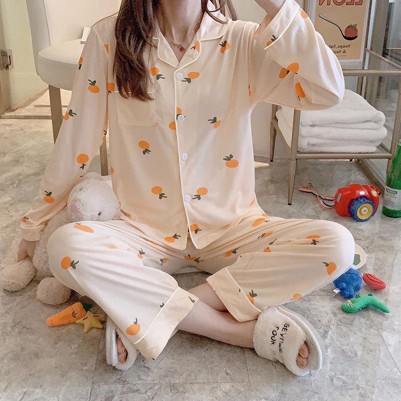 Damen Übergröße Langarm Pyjama Set - Frühling, Sommer, Herbst Homewear
