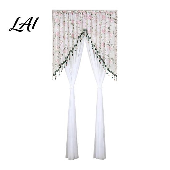 Light Filtering Balcony Partition Sheer Lace Door Curtain Embroidered Floral Doorway Curtain with Beads No Drill Rod Pocket Room Divider for Bedroom
