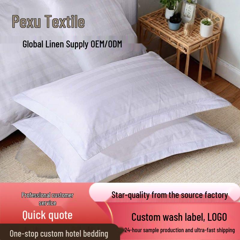

100% Cotton Striped Pillowcase – Ideal for Hotel Guest Rooms, Custom Logo Embroidery Available 40s*40s Polyester-Cotton Sateen Stripe