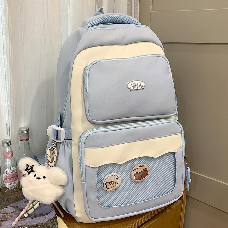 Schoolbag schoolbag for female primary school students Grades 3 to 6 Large-capacity backpack Strong and durable Middle school student contrasting