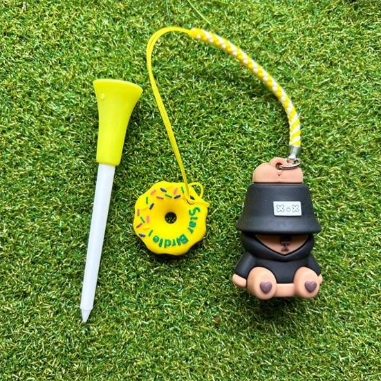 Cartoon Anti Lost Golf Tee Hanger with Tee Plastic Donut Design Golf Tee Ring with Strap Loss Prevention Golf Tee Holder for Men Women Golfers