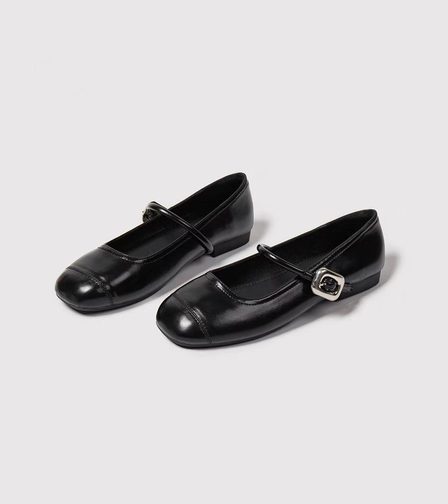

Su Yinyin s same 35mm inner height increase~ super soft French square buckle flat ballet shoes women s Mary Jane single shoes 40